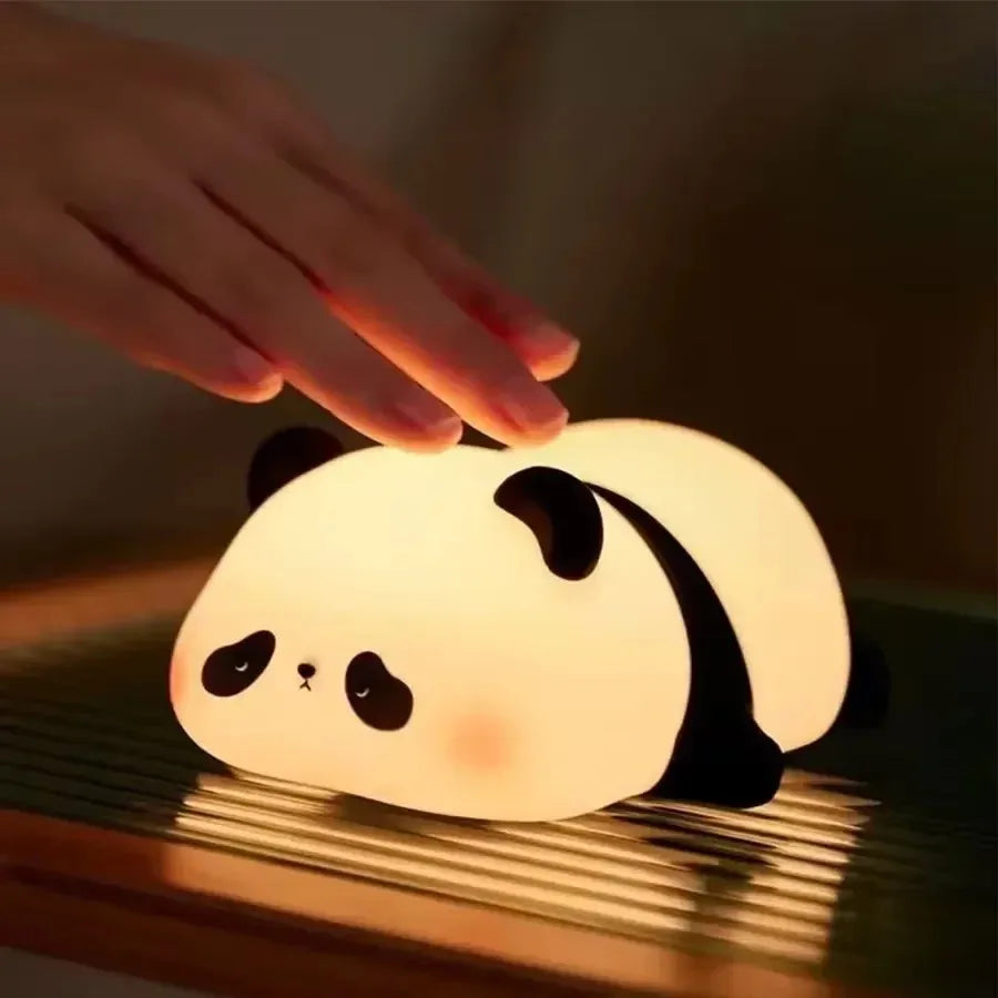 Cute Panda Silicone Patting Lamp Rechargeable Timing LED Night Light For Bedroom Bedside Room Decoration Kids Boys Birthday Gift Peaceful Pleasures Health and Wellness