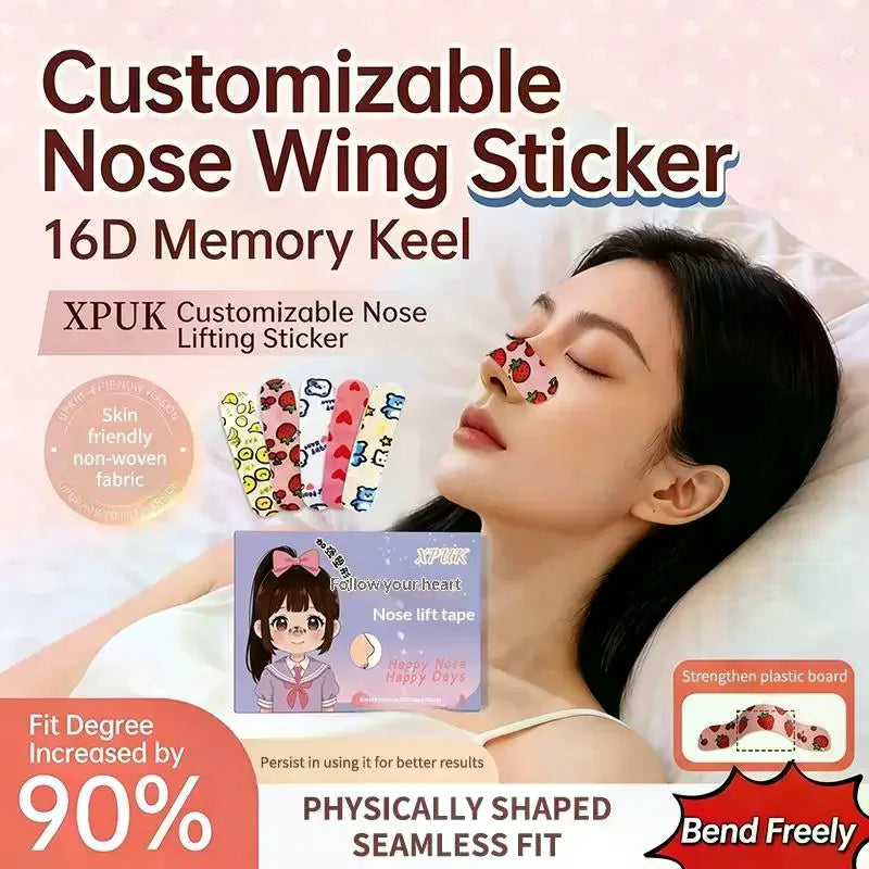 10/20/30 Pcs Cartoon Pattern Self-shaping Nose Splint Nose Adhesive Tape Nose Shape Corrector Provide External Support Fixation Peaceful Pleasures Health and Wellness