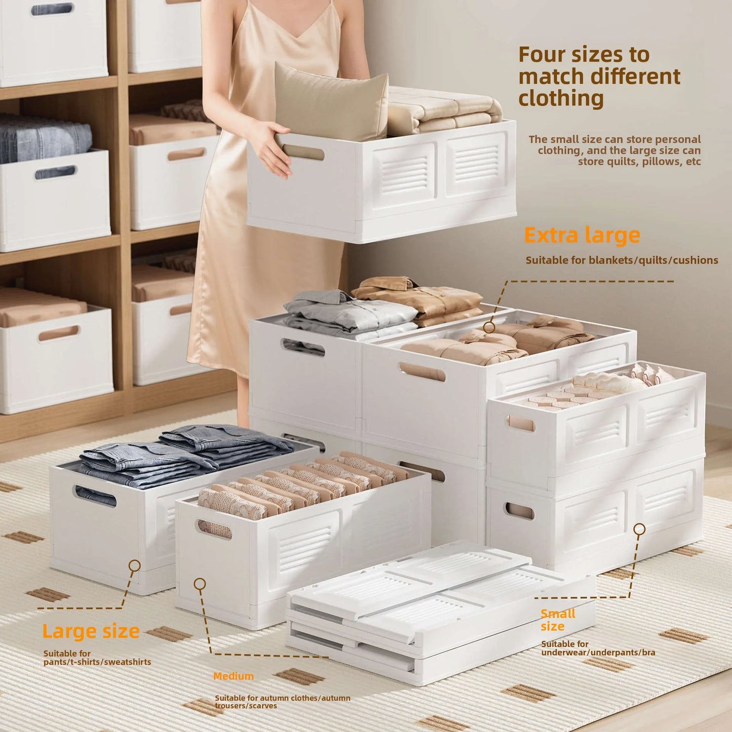 Foldable Clothes Storage Box: Large Capacity Organizer for Underwear, Pants & Wardrobe Items in Home Closets Peaceful Pleasures Health and Wellness