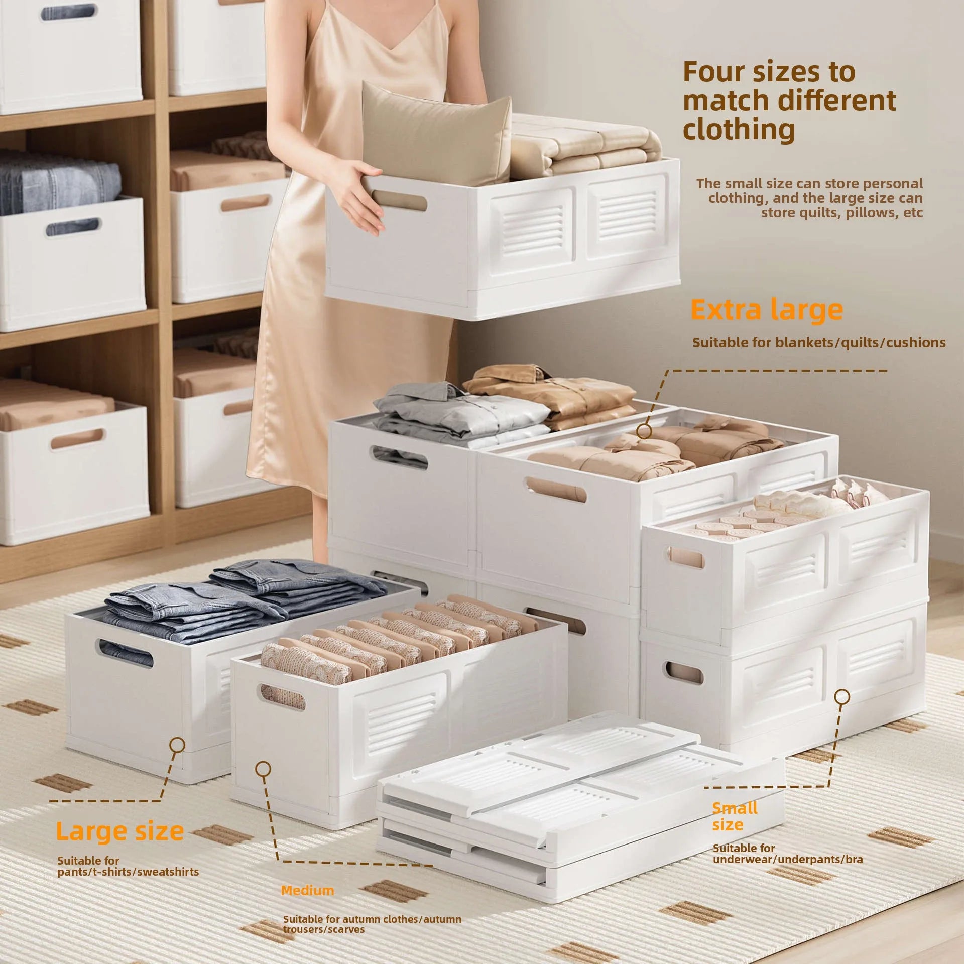 Foldable Clothes Storage Box: Large Capacity Organizer for Underwear, Pants & Wardrobe Items in Home Closets Peaceful Pleasures Health and Wellness