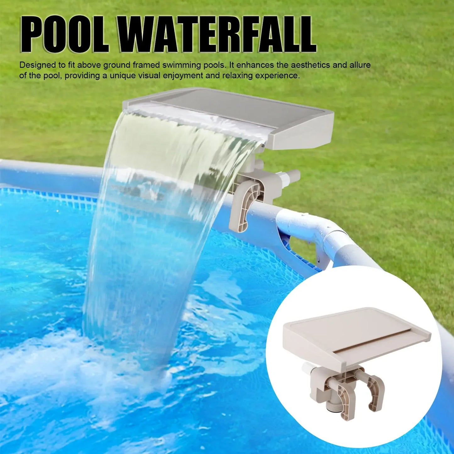 Relaxing Waterfall Cascade Above Ground Swimming Pool Fountain