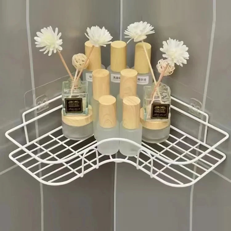 Wall Mounted Iron Corner Bathroom Shelf & Organizer Rack