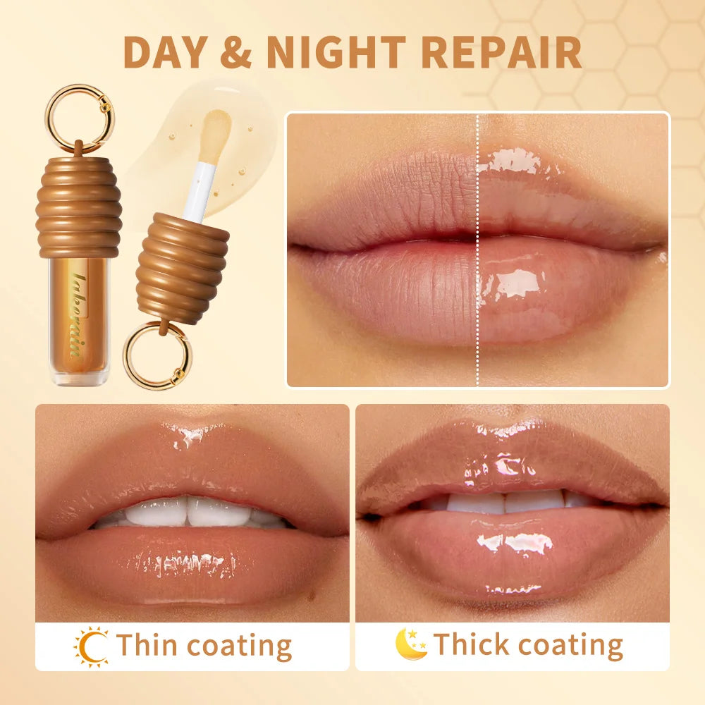 Lakerain Honey Lip Gloss Long Lasting Moisturized Glossy Texture Lightweight Non-sticky Gorgeous Glossy Finish Smooth Lip Makeup Peaceful Pleasures Health and Wellness