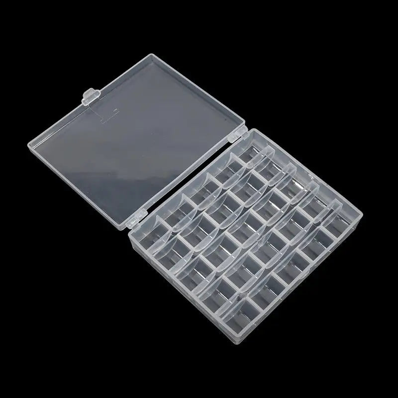 25Grids Transparent Plastic Bobbin Storage Box Sewing Thread Bobbin Case with Colorful Plastic Bobbins for Home Sewing Machines Peaceful Pleasures Health and Wellness Only Box