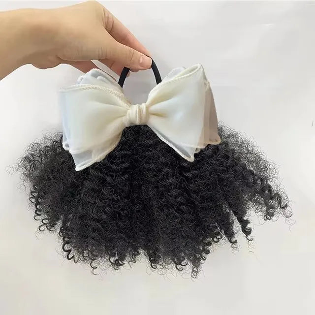 2pcs/pack Soft cute 4inch puff elastic band twist ponytail go afro kinky marley bouncy feel like natural human for baby girls Peaceful Pleasures Health and Wellness Large colors 5 CN