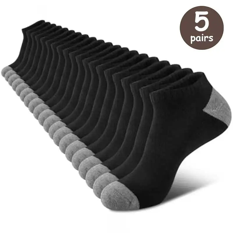 10 Pairs Of Comfortable Breathable Socks Sweat Absorbing Odor Proof Low Cut Solid Color Socks Suitable For Outdoor Activities Peaceful Pleasures Health and Wellness 5 Pairs Black One Size