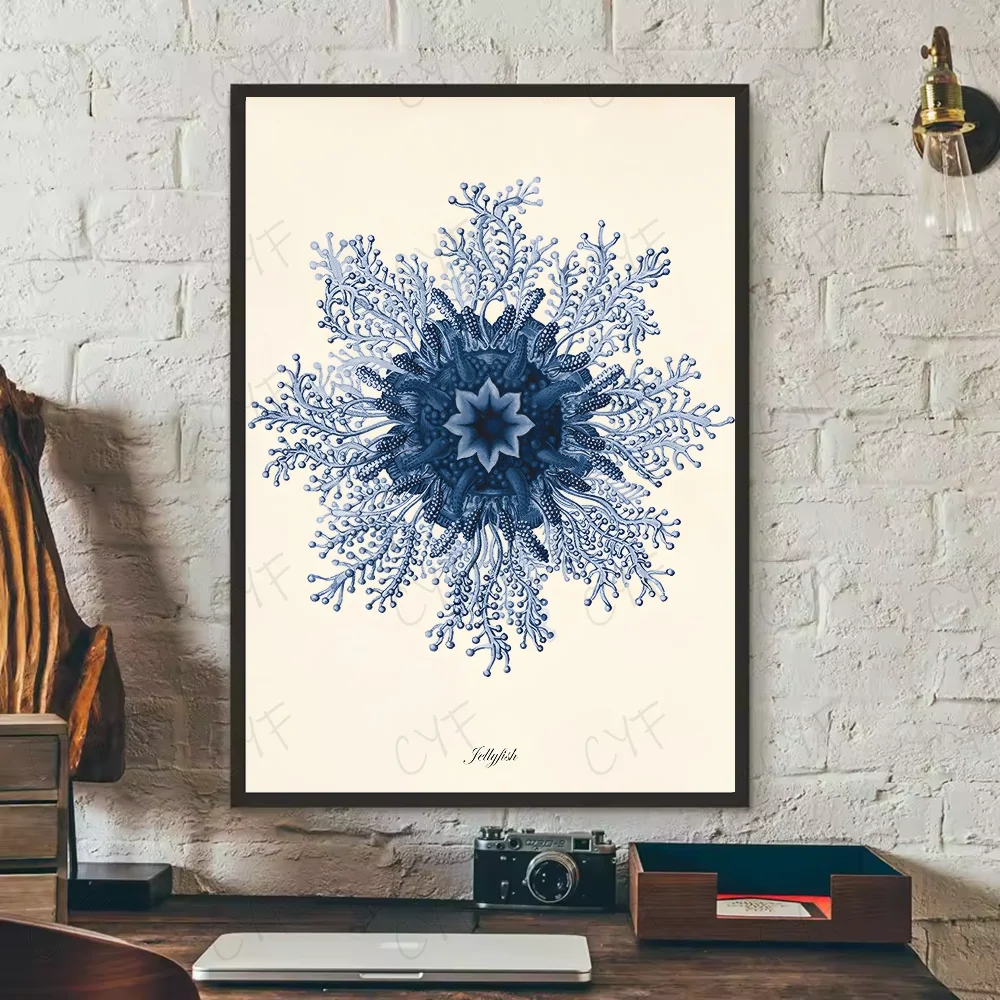 Blue Sea Creature Coral Shrimp Poster HD art sticky wall waterproof home living room bedroom bar aesthetic decoration Peaceful Pleasures Health and Wellness z5 30X40cmNoframe