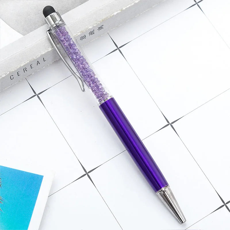 Diamond Ballpoint Pen Stylus For Touch Screen Pen Universal Tablet Touch Pencil For Phone Accessories Electrostatic Touch Pen Peaceful Pleasures Health and Wellness Clear purple