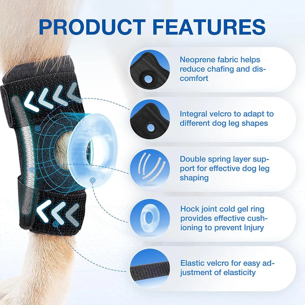 Dog Leg Hock Joint Wrap Pet Knee Pads For Dog Leg Arthritis Injury Recovery Protector Support Bandage Peaceful Pleasures Health and Wellness