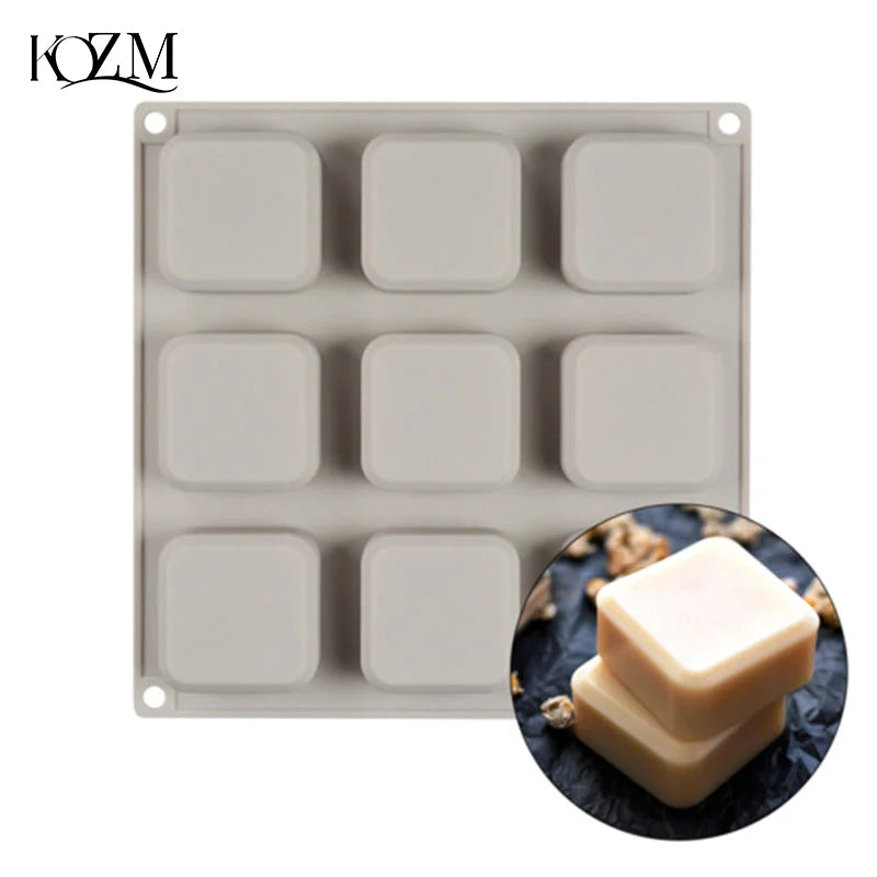 9-Cavity Silicone Soap Mold | Square Handmade Soap Bar Mold