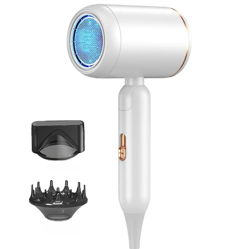 The Latest Foldable Hair Dryer With EU/US/UK Plug, High-Power 19 Second Quick Drying Blue Light Negative Ion Silent Hair Dryer Peaceful Pleasures Health and Wellness B-White -2 US