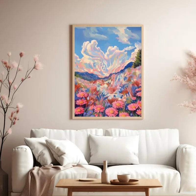 Midcentury Modern Botanical Sunset Canvas Wall Art Print