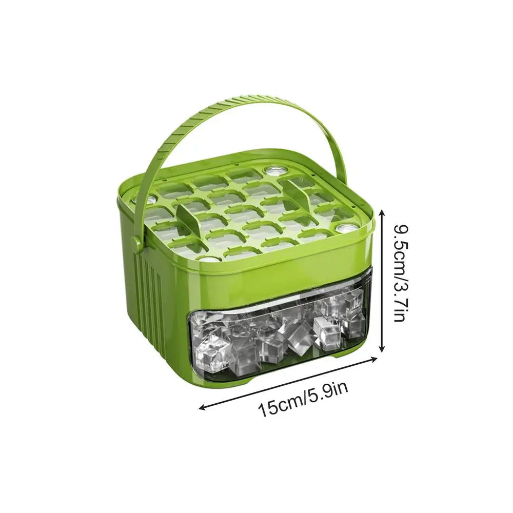 Double Layer Ice Cube Tray with Lid, Bin & Pull-Out Drawer