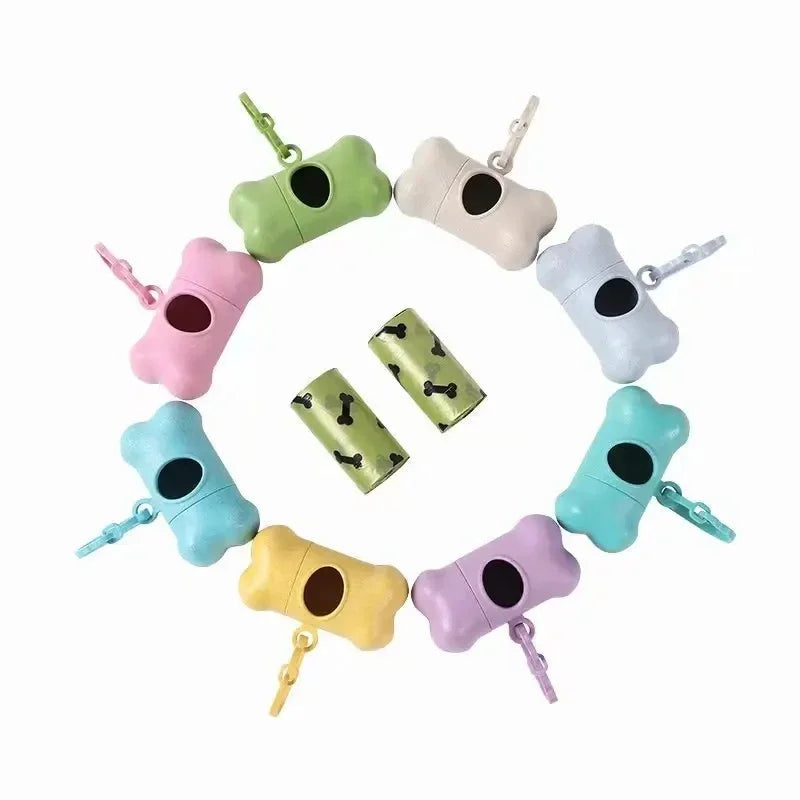 Bone-Shaped Dog Poop Bag Dispenser with Leash Clip