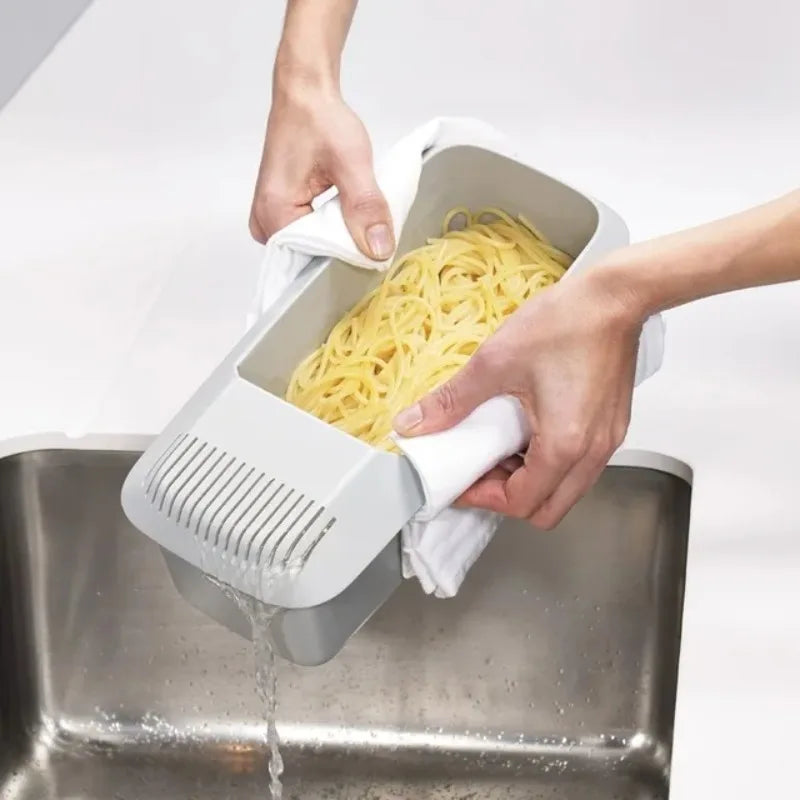 Hot Kitchen Storage Box, Drainage Storage Basket, Plastic Pasta Box, Washing and Cooking liuyingDual-use Box, Microwave Heating Peaceful Pleasures Health and Wellness