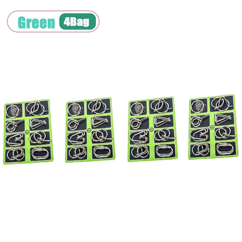 8-Piece Metal Interlocking Rings Brain Teaser Puzzle IQ Set