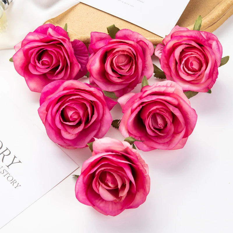 Artificial Silk Rose Heads 5/10pcs | Wedding & Home Decor