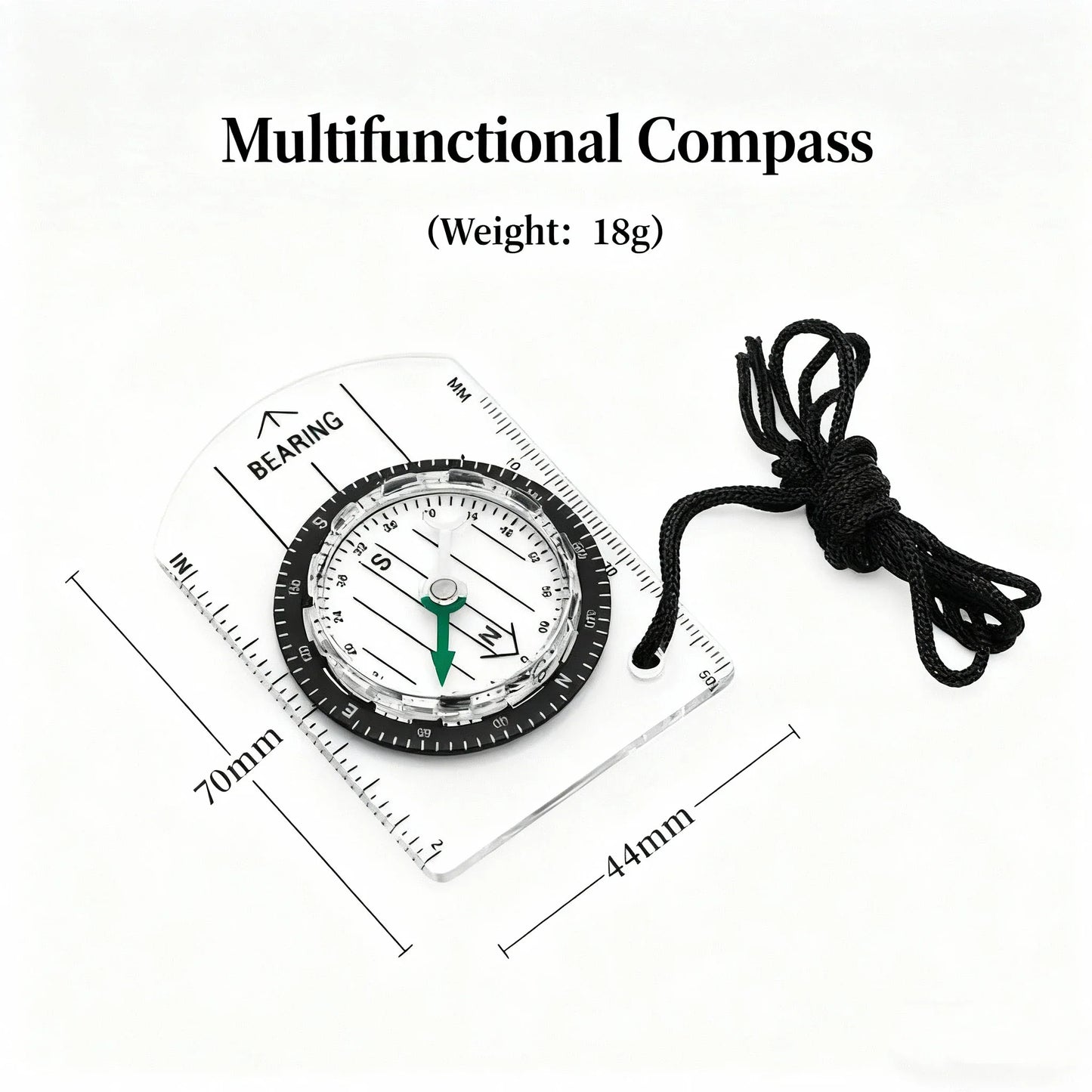 2-in-1 Outdoor Compass & Map Ruler – Acrylic Hiking Navigator
