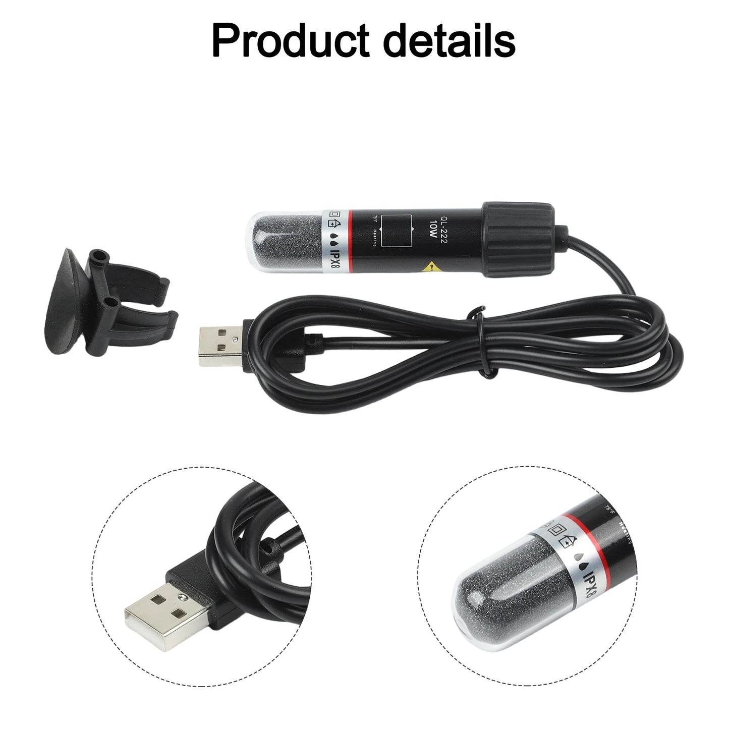 10W USB Aquarium Heater Low Voltage Operation Auto Temperature