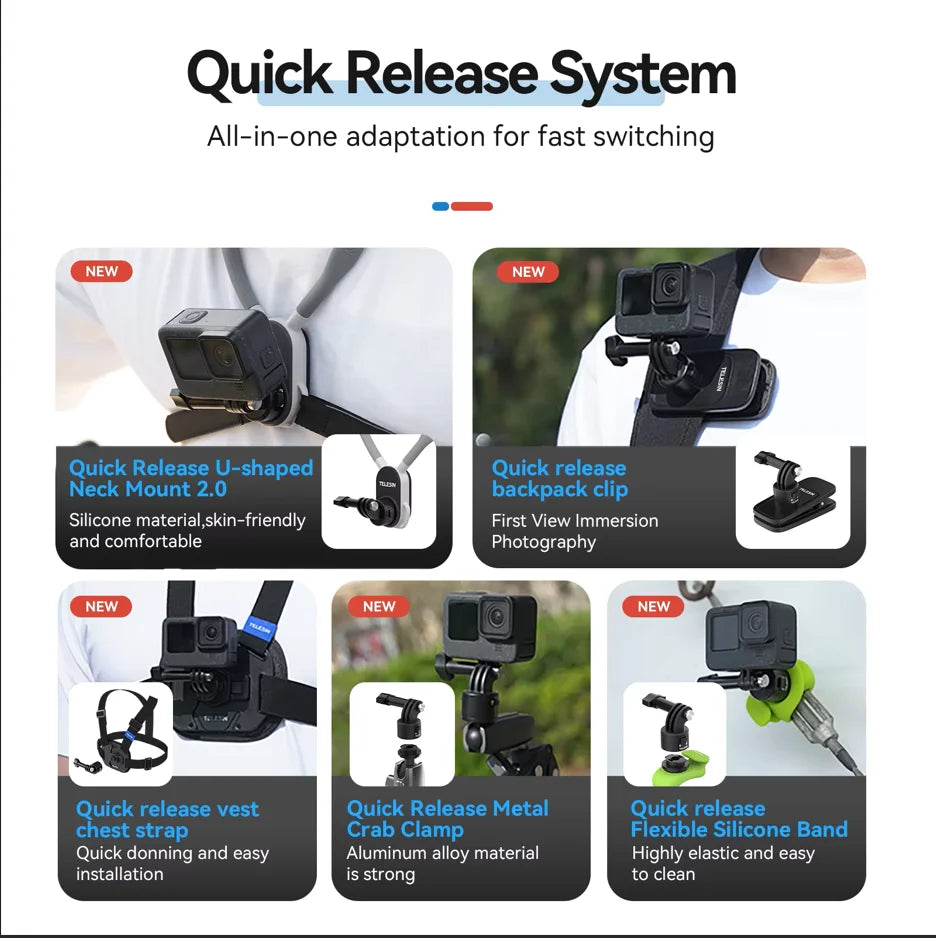 TELESIN 2.0 MAX Magnetic Neck Mount – GoPro Insta360 DJI