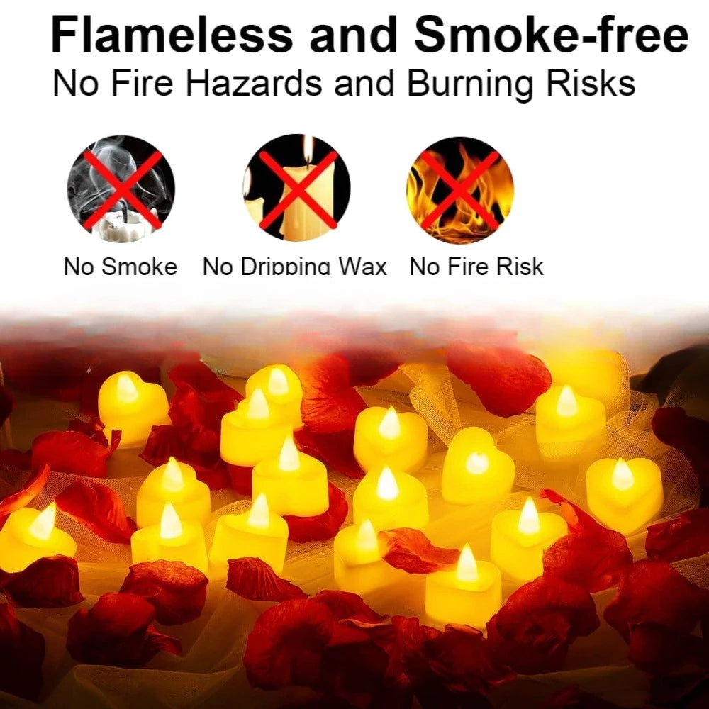 Heart Shape LED Candles Light Flameless Love Candle Light for Marriage Proposal Wedding Valentine's Day Anniversary Thanksgiving Peaceful Pleasures Health and Wellness