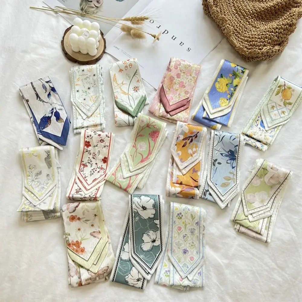 Floral Satin Ribbon Scarf – Long Thin Hair & Bag Accessory