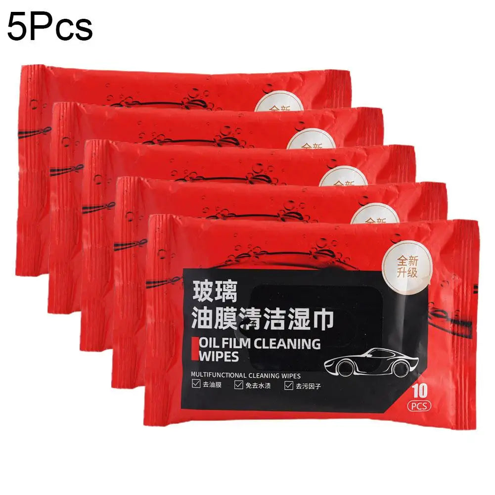 Car glass oil film remover Windshield Glass Cleaner Car Glass Cleaner Wipes Compact Portable Dusting Wipes for Cars Peaceful Pleasures Health and Wellness 5PCS