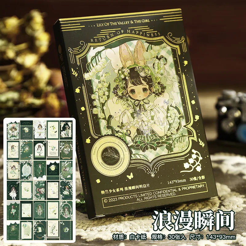 Lily Valley Series Postcard Animation Illustration Message Blessing