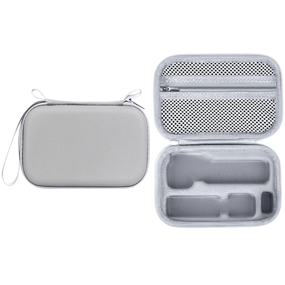 Double‑Layer Webbing Handle For DJI Osmo Pocket 4 Hard Case Shockproof Portable PU Travel Carrying Bag For Gimbal Set Accessory Peaceful Pleasures Health and Wellness GRAY