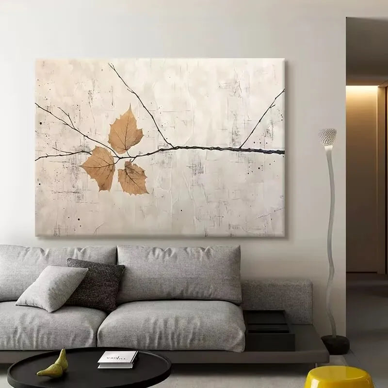 Abstract Autumn Leaves Hand-Painted Oil Painting on Canvas Hand-Painted Canvas Art Peaceful Pleasures Health and Wellness