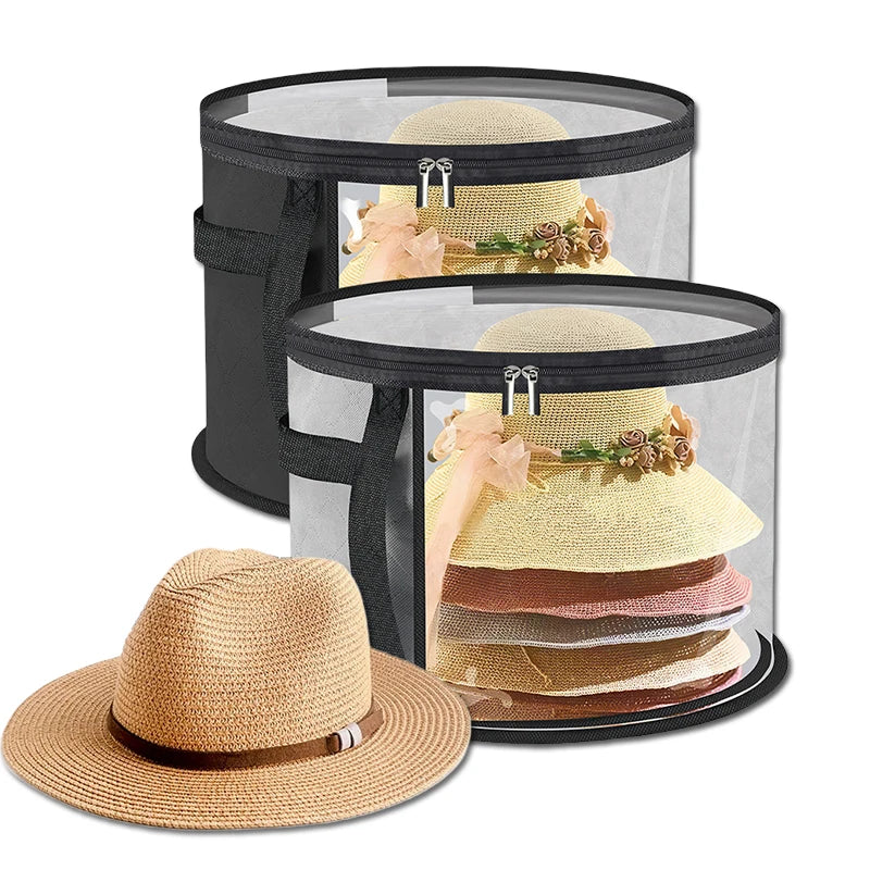 Large Round Foldable Hat Box for Travel & Closet Storage