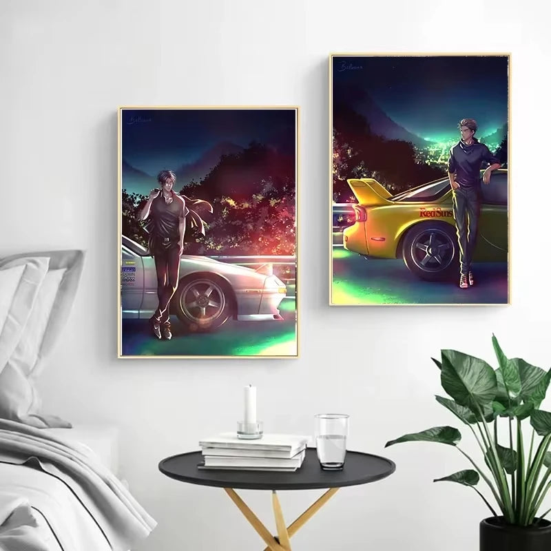 Initial D AE86 Takumi Anime Canvas Wall Art | Drift Car Poster