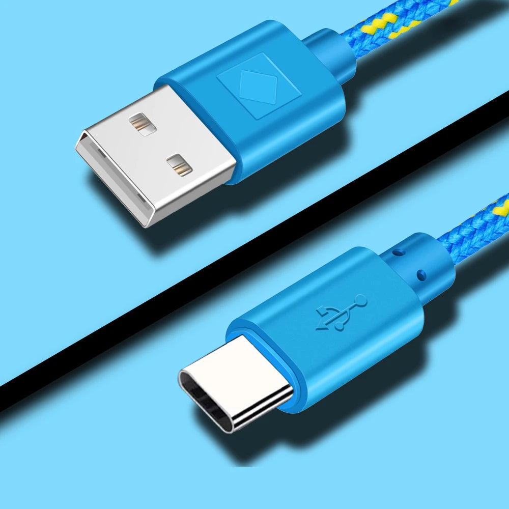 Nylon USB-C Fast Charging Cable 1M 2M 3M | Samsung Huawei
