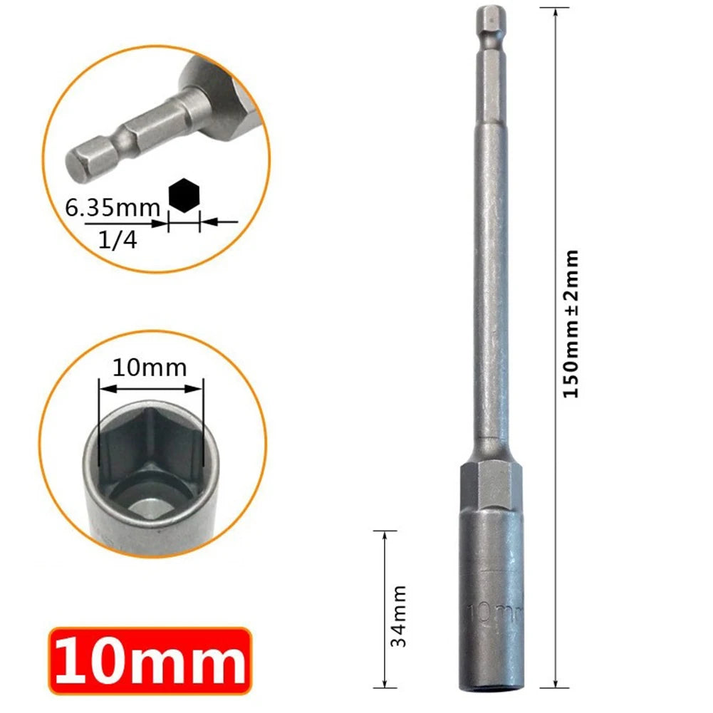 Long Hexagon Nut Driver Drill Bit Socket Wrench Extension Sleeve