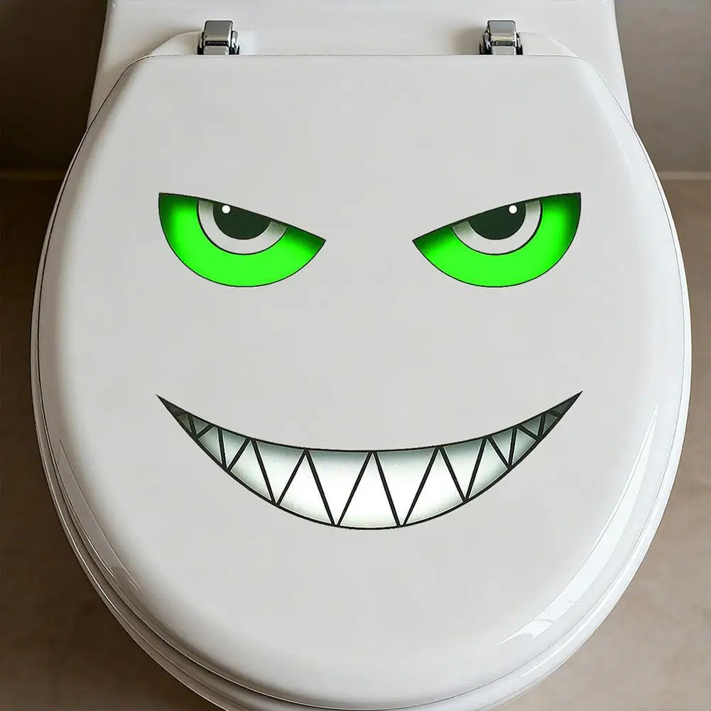 Creative Luminous Devil Eye Toilet Stickers Wall Decals For Home Bathroom Waterproof Humorous Decor Stickers Peaceful Pleasures Health and Wellness