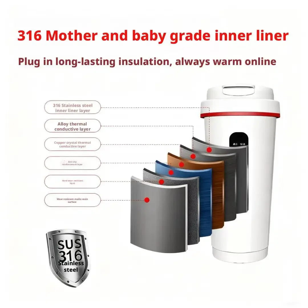 Car Electric Kettle 12V24V Universal for Car Truck 316 Stainless Steel Inner Liner Portable Heating Insulation Truck 500ML Large Peaceful Pleasures Health and Wellness