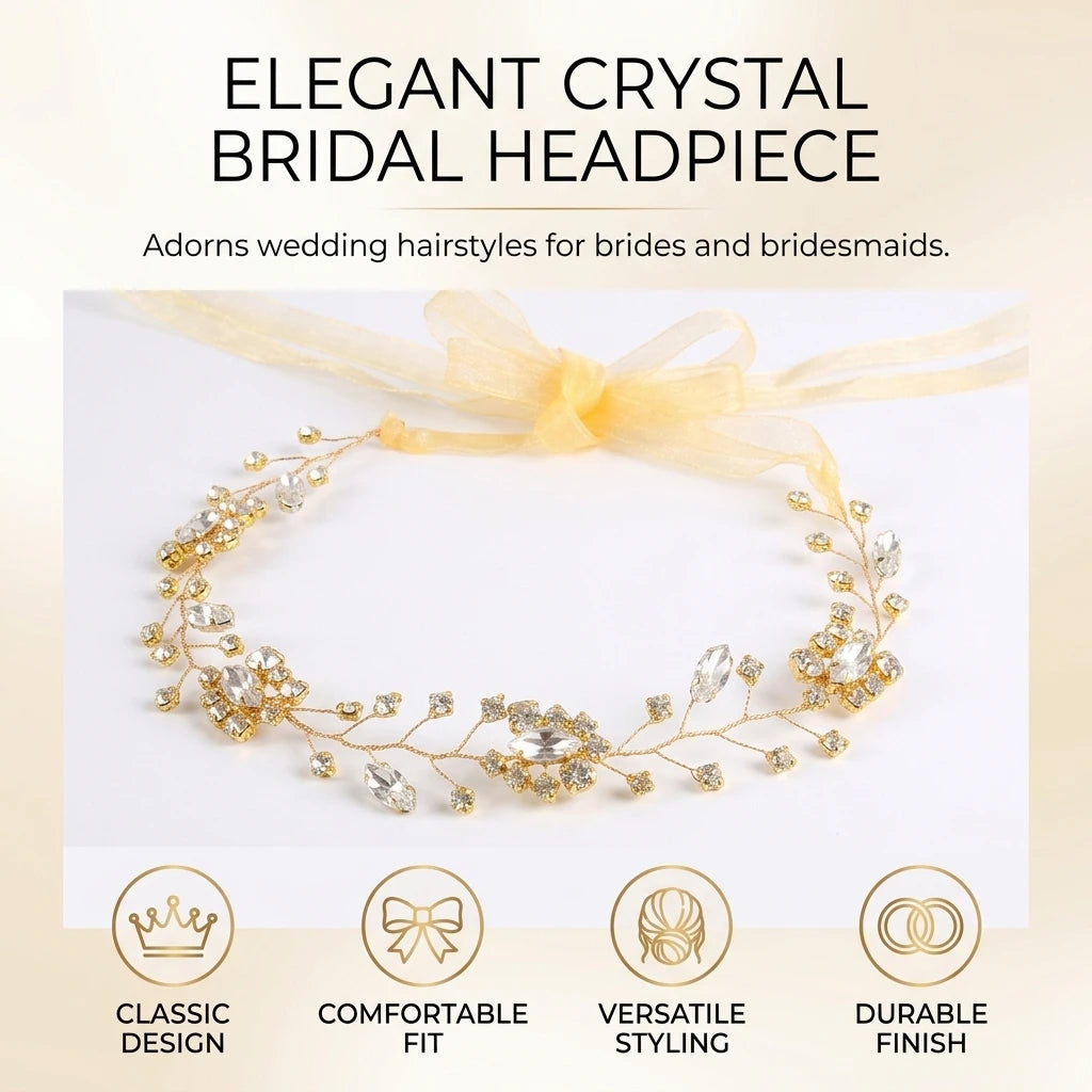 Bridal Headpiece With Alloy Base And Crystal Rhinestones For Wedding Dress Peaceful Pleasures Health and Wellness
