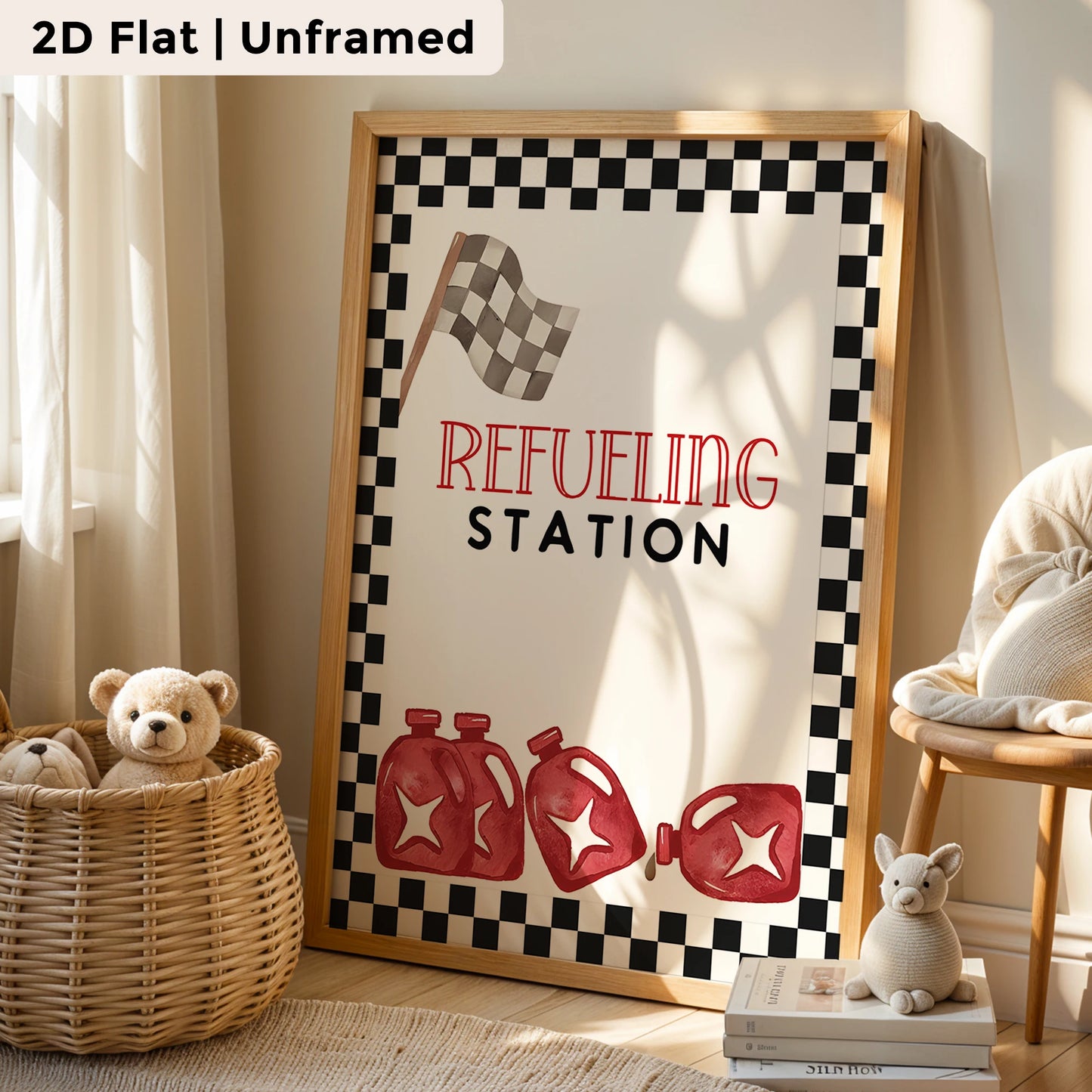 3-Piece Cartoon Gas Station Canvas Wall Art | Kids Room Decor