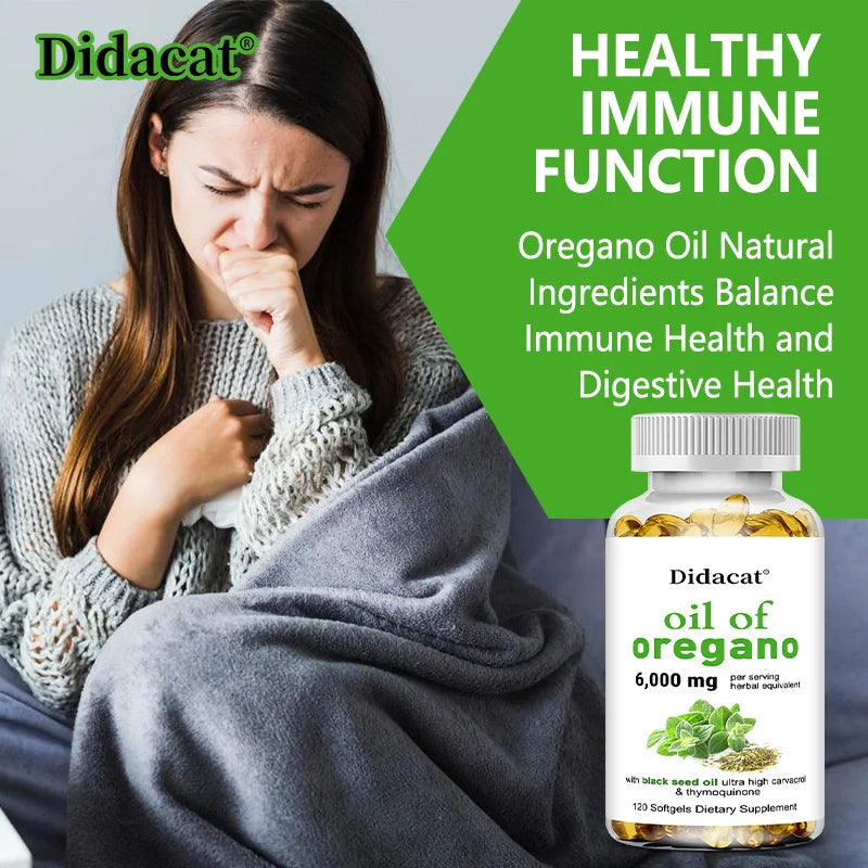 Oregano Oil Softgels Capsules - Contains Black Seed Oil, Promotes Digestion & Intestinal Health, Antioxidant, Improve Immunity H Peaceful Pleasures Health and Wellness