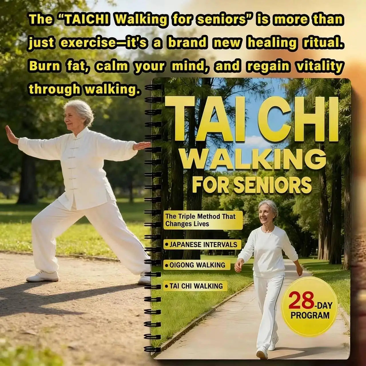 Tai Chi Walking Seniors Beginners English Spiral Bound 10 Mins Daily