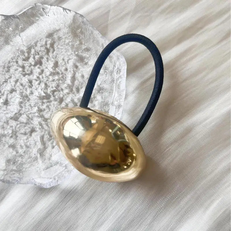 Gold Geometric Metal Hair Ties – Set of 4 Ponytail Holders