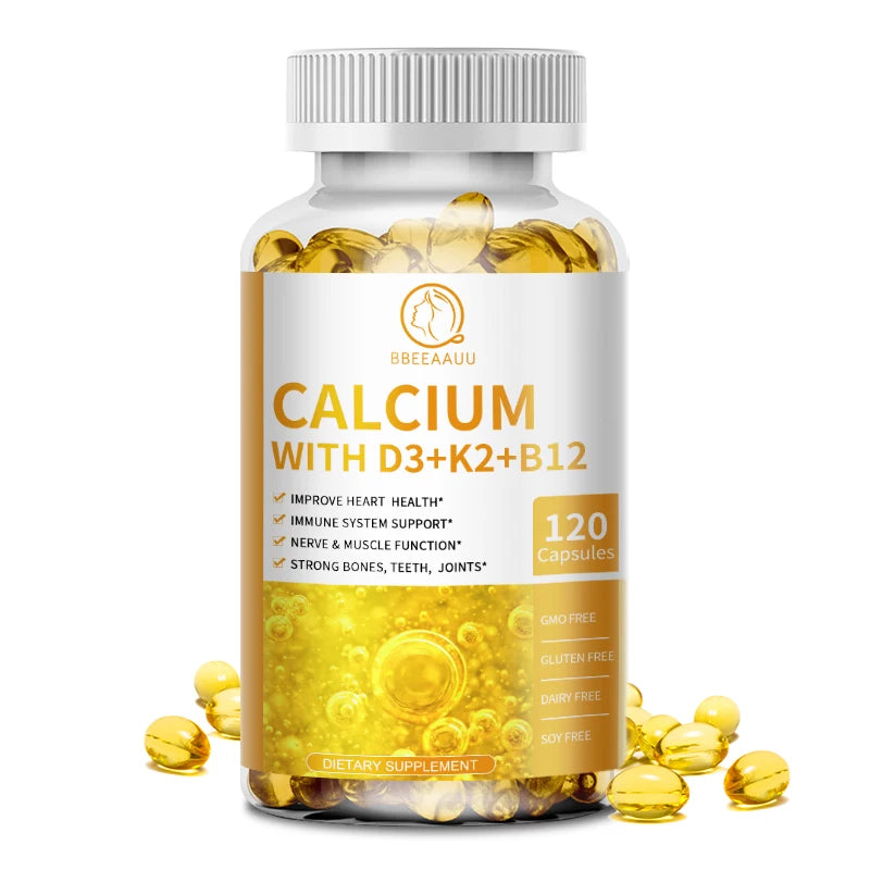 Calcium Supplement with Vitamin K2, D3 & B12 – Bone & Joint Support Dietary Supplement Peaceful Pleasures Health and Wellness 120pcs 1bottle United States