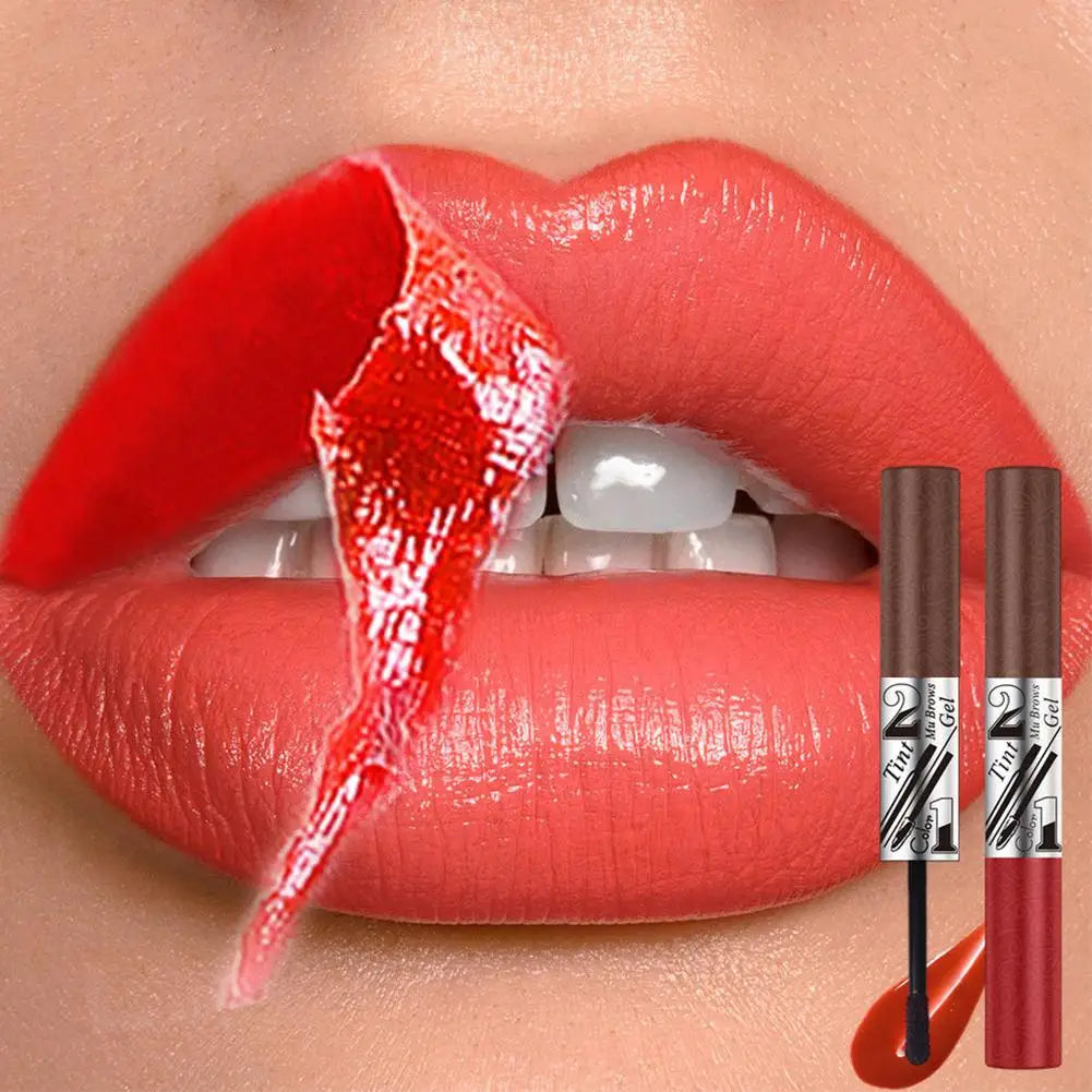 Tear-Off Eyebrow Gel And Tear-off Lips Stain Cosmetic Combined Long-Lasting Intense Color Sweat-Resistant Peeling Makeup Peaceful Pleasures Health and Wellness