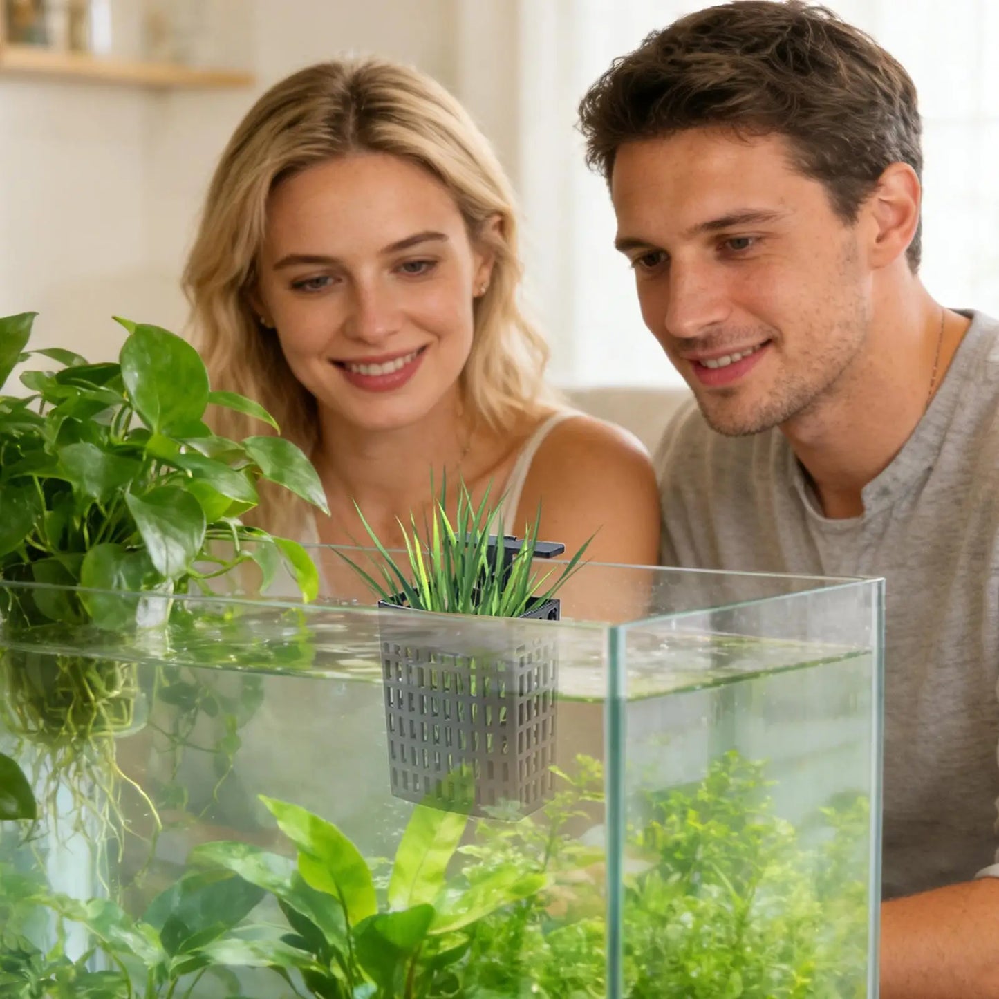 Adjustable Aquarium Plant Holder | Suction Cup & Hook