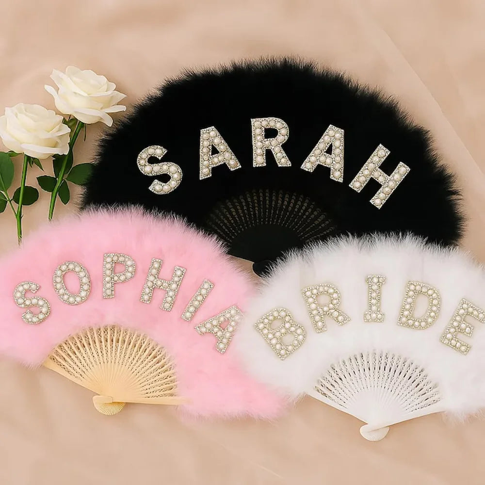 Custom Fluffy Bridal Fan | Vintage Boho Wedding Fan & Gift