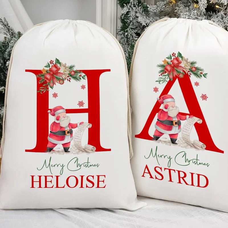 Personalized Christmas Santa Sack Drawstring Gift Bag for Kids Christmas Gift Bag Peaceful Pleasures Health and Wellness