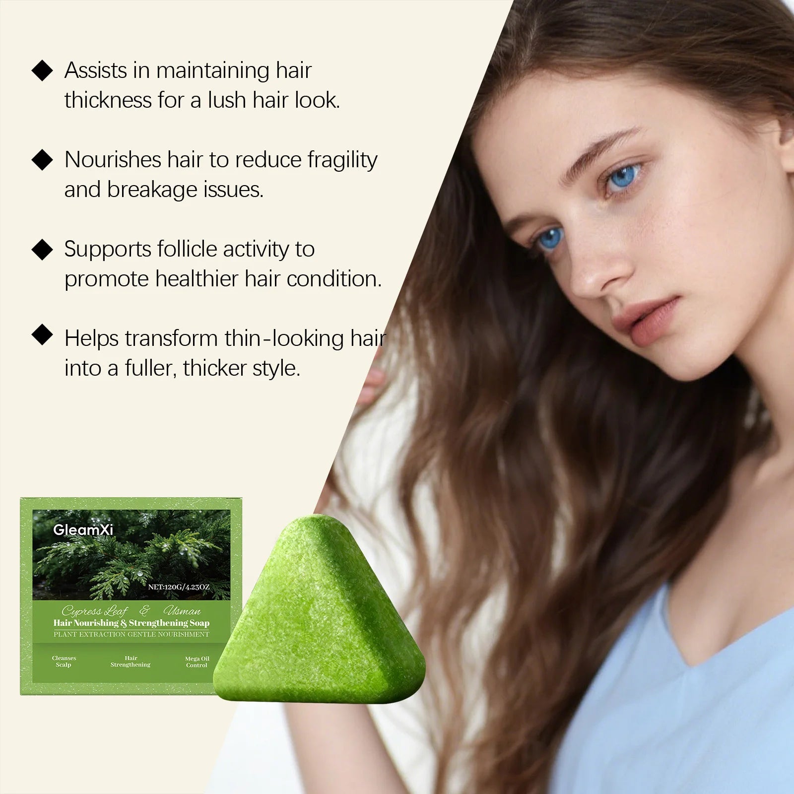 Usman Grass Shampoo Soap Gentle Cleansing Oil Control Volumizing Strengthen Hair Roots Soothing Scalp Repair Smooth Shampoo Soap Peaceful Pleasures Health and Wellness