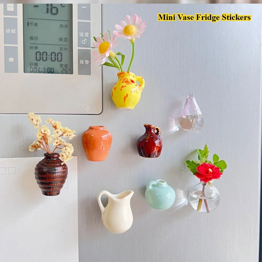 3D Mini Ceramic Vase Fridge Magnets | Cute Kitchen Decor Decorative Fridge Magnets Peaceful Pleasures Health and Wellness