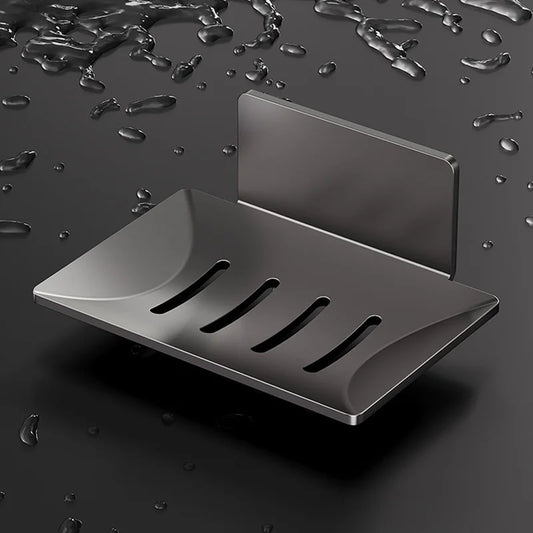 No-Drill Wall-Mounted Metal Soap Dish | Gun Grey Draining Rack Soap Dish Peaceful Pleasures Health and Wellness