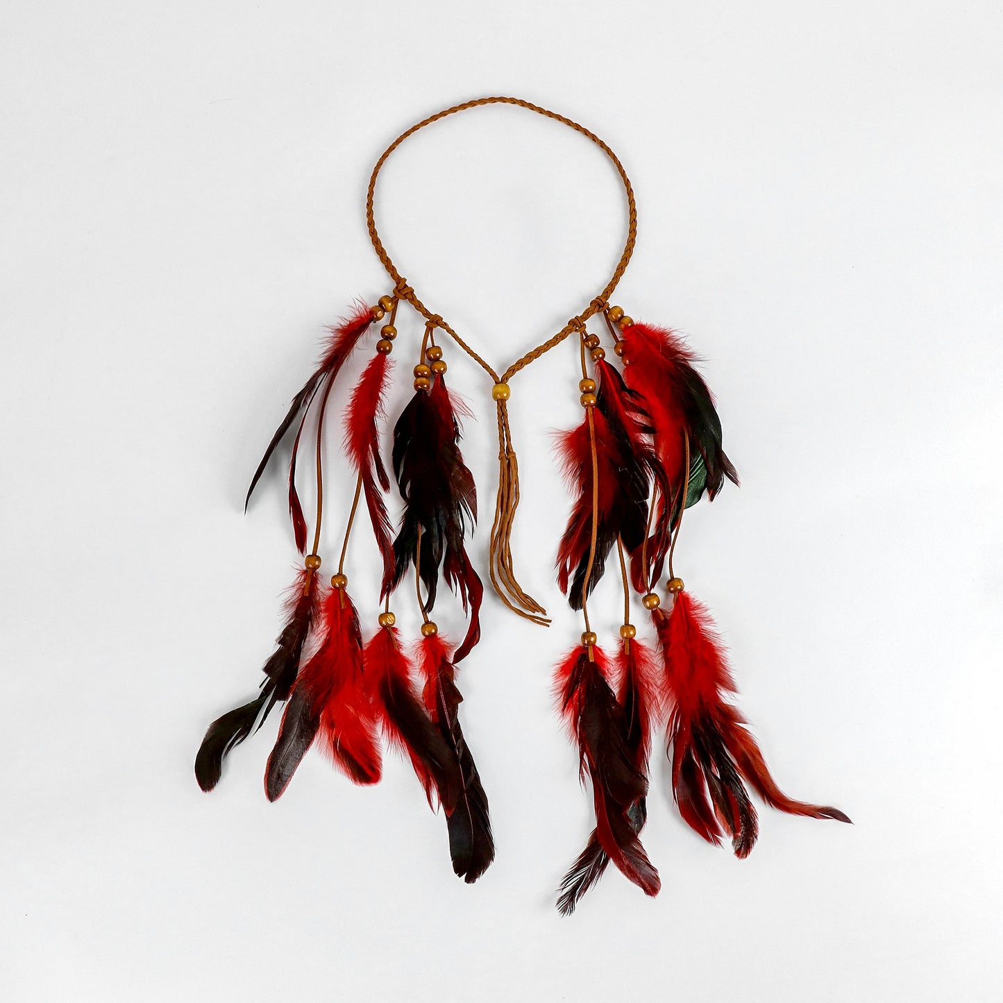 Bohemian Red Feather Headband Hippie Tribal Hair Accessory Festivals